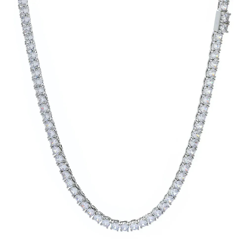 Moissanite Tennis Chain with Spring Clasp – S925 Sterling Silver Hip Hop Necklace for Men - CaratixJewelry