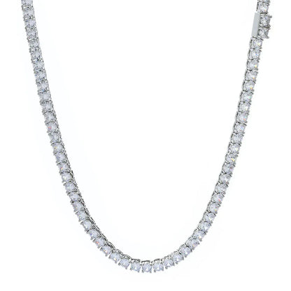Moissanite Tennis Chain with Spring Clasp – S925 Sterling Silver Hip Hop Necklace for Men - CaratixJewelry
