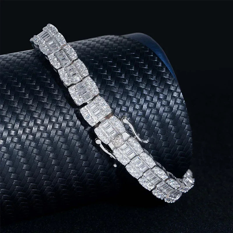 8.5mm VVS Moissanite Bracelet | 925 Silver Unisex Hip Hop Jewelry - CaratixJewelry