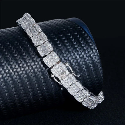 8.5mm VVS Moissanite Bracelet | 925 Silver Unisex Hip Hop Jewelry - CaratixJewelry