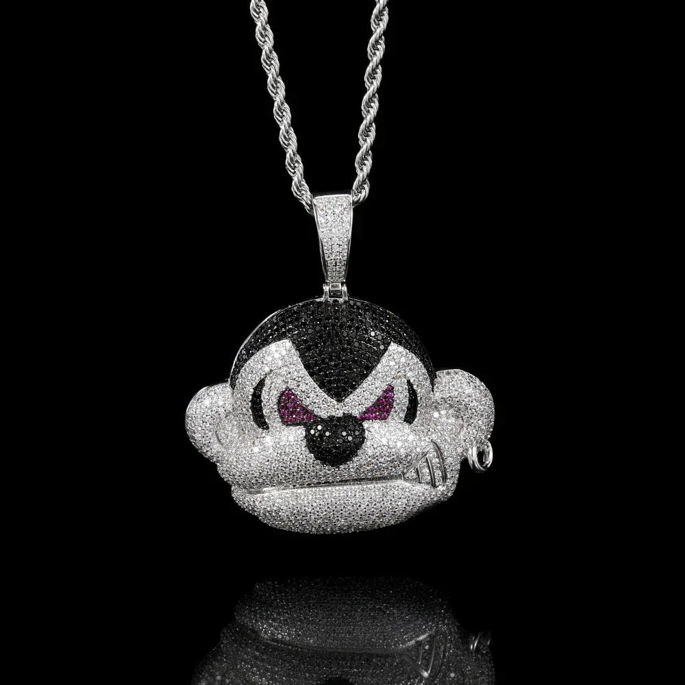 Street Gorilla Pendant Necklace with Copper Frame and Zircon Stones, Gold Plated for Men | Caratix Jewelry - CaratixJewelry