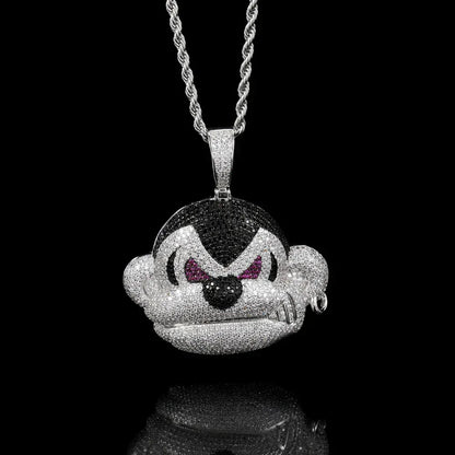 Street Gorilla Pendant Necklace with Copper Frame and Zircon Stones, Gold Plated for Men | Caratix Jewelry - CaratixJewelry