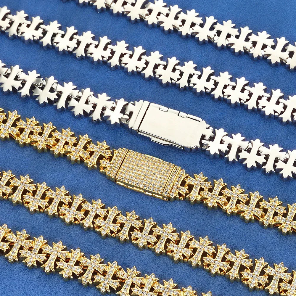 Custom S925 Silver Moissanite Cross Bracelet | VVS Shine Gold Chain for Rapper | Caratix - CaratixJewelry