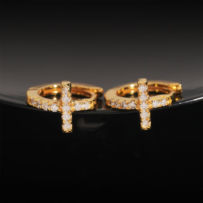 S925 Sterling Silver Moissanite Cross Stud Earrings | D Color VVS1 Bling | Caratix