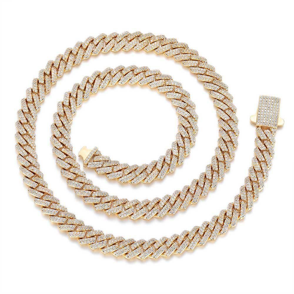 8mm Double-Row Moissanite Cuban Link Chain for Men – S925 Sterling Silver Custom Luxury Hip Hop Necklace - CaratixJewelry