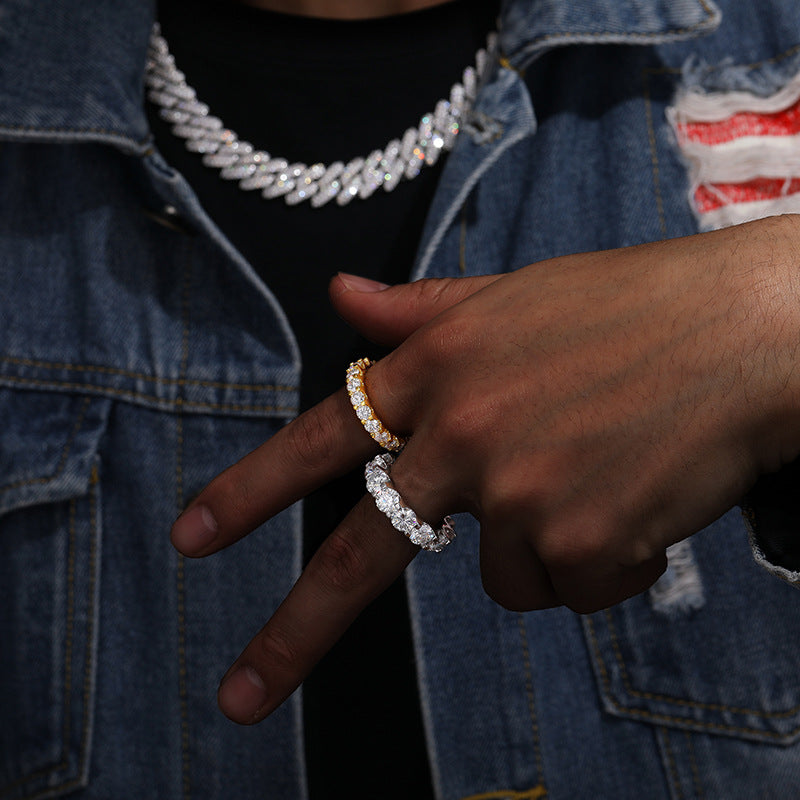 Oval Moissanite Ring S925 Silver Iced Out Hip Hop | Caratix