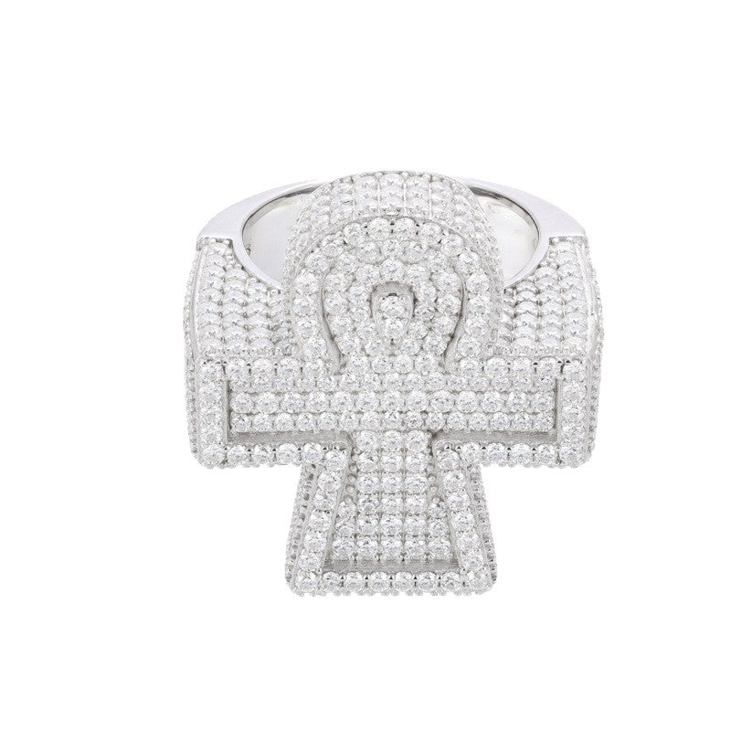 Iced Out Moissanite Ankh Cross Ring S925 Hip Hop | Caratix
