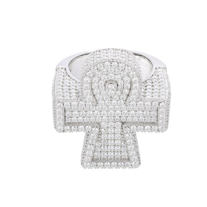 Iced Out Moissanite Ankh Cross Ring S925 Hip Hop | Caratix