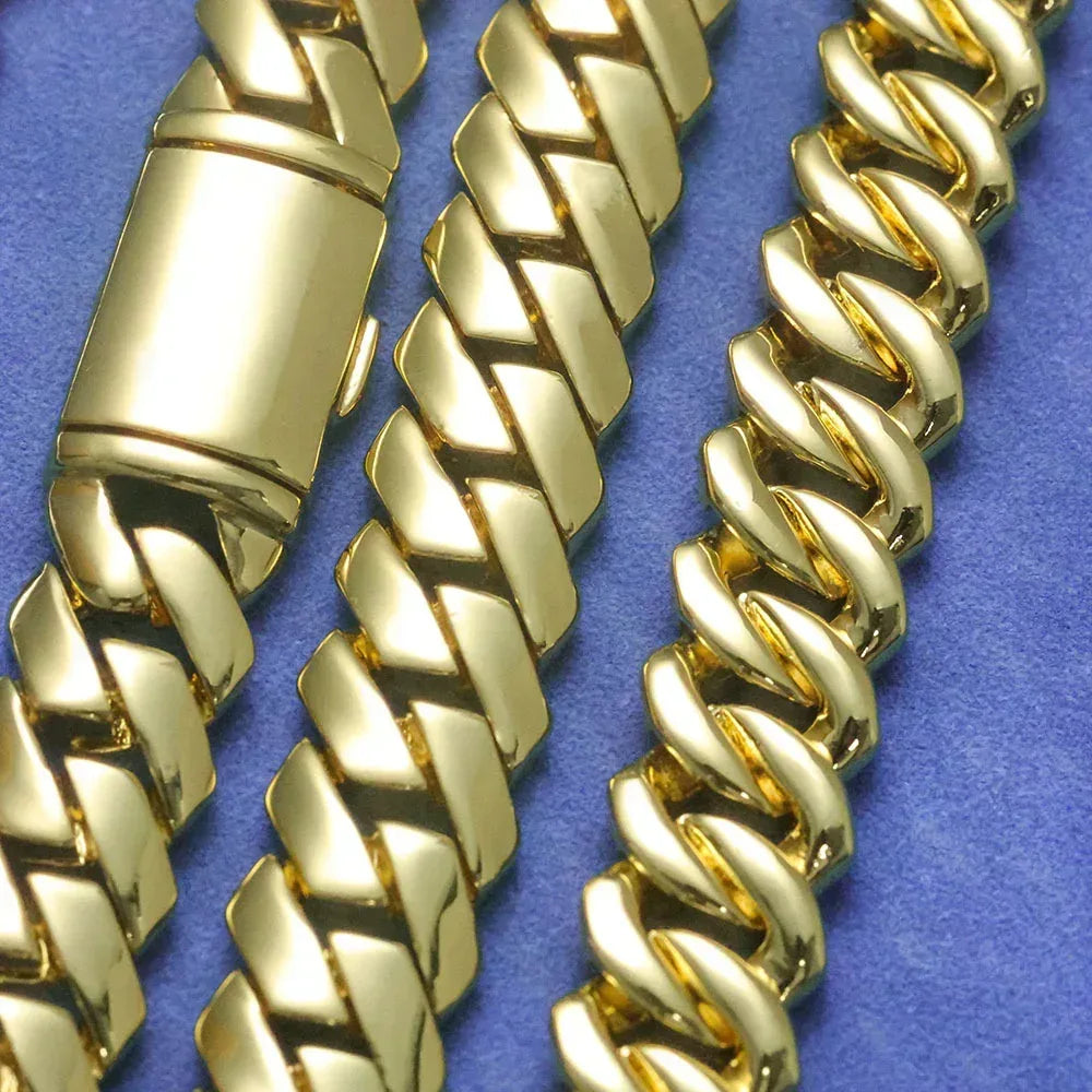 Custom 12mm Plain Rhombus Cuban Link Rapper Chain for Men | Caratix - CaratixJewelry
