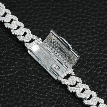 8mm Double-Row Moissanite Cuban Link Necklace | S925 Silver Hip Hop Jewelry - CaratixJewelry