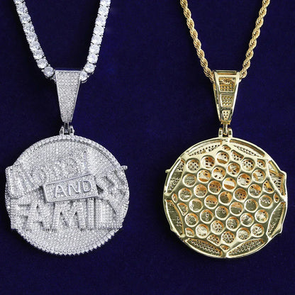 Iced Out "Money and Family" Pendant | Men's Real Copper CZ Necklace - CaratixJewelry