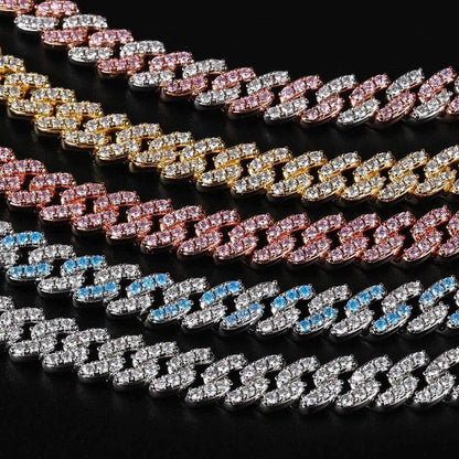 9mm Single Row Cuban Chain Necklace Zircon - CaratixJewelry