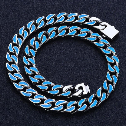 Custom 12mm Color Drip Cuban Chain Necklace Stainless Steel Hip Hop Jewelry | Caratix Jewelry - CaratixJewelry