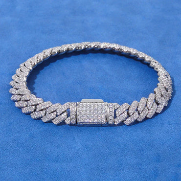 Custom 8mm Rhombus Double-Row Cuban Bracelet - CaratixJewelry