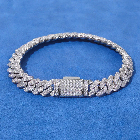 Custom 8mm Rhombus Double-Row Cuban Bracelet - CaratixJewelry