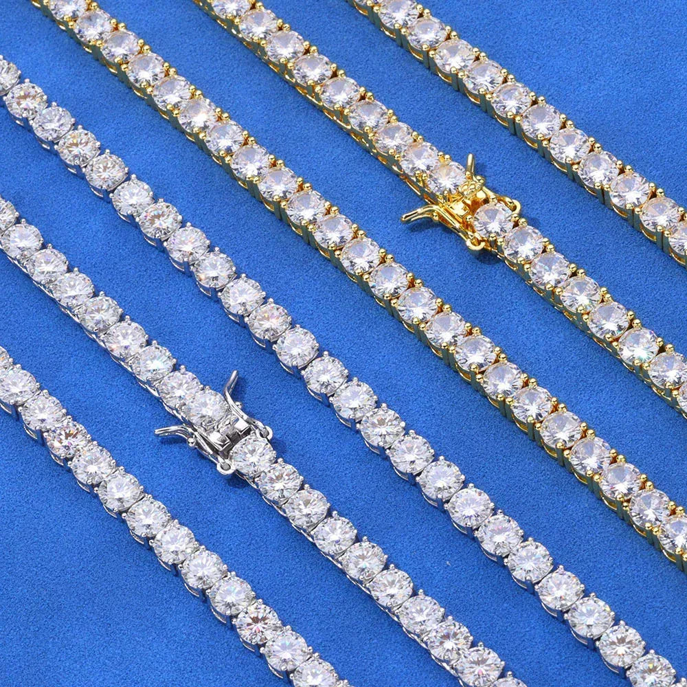 3mm Moissanite Tennis Chain for Men – S925 Sterling Silver Minimalist Luxury Hip Hop Necklace - CaratixJewelry