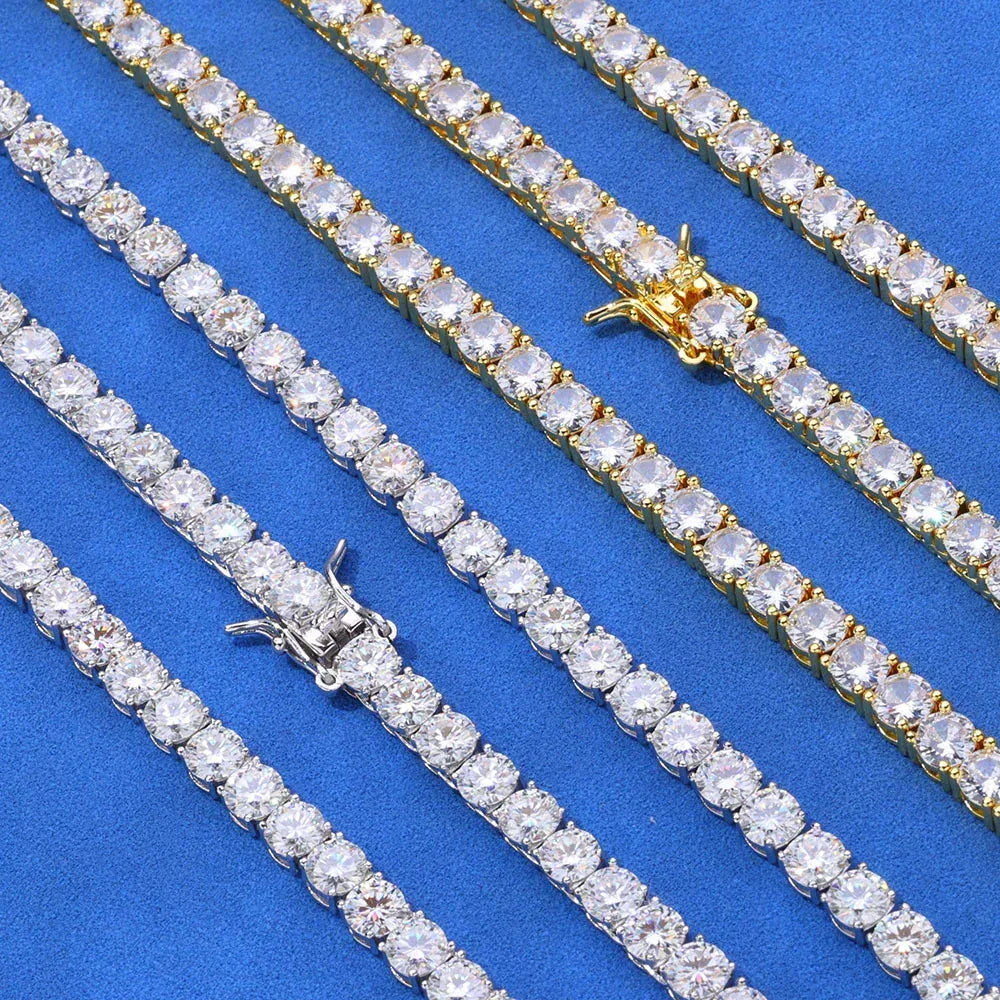 4mm Moissanite Tennis Chain Necklace for Women – S925 Sterling Silver Luxury Hip Hop Jewelry - CaratixJewelry
