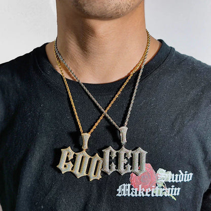 Custom Spiked Letter Pendant Necklace with Zircon Stones for Men | Caratix Jewelry - CaratixJewelry