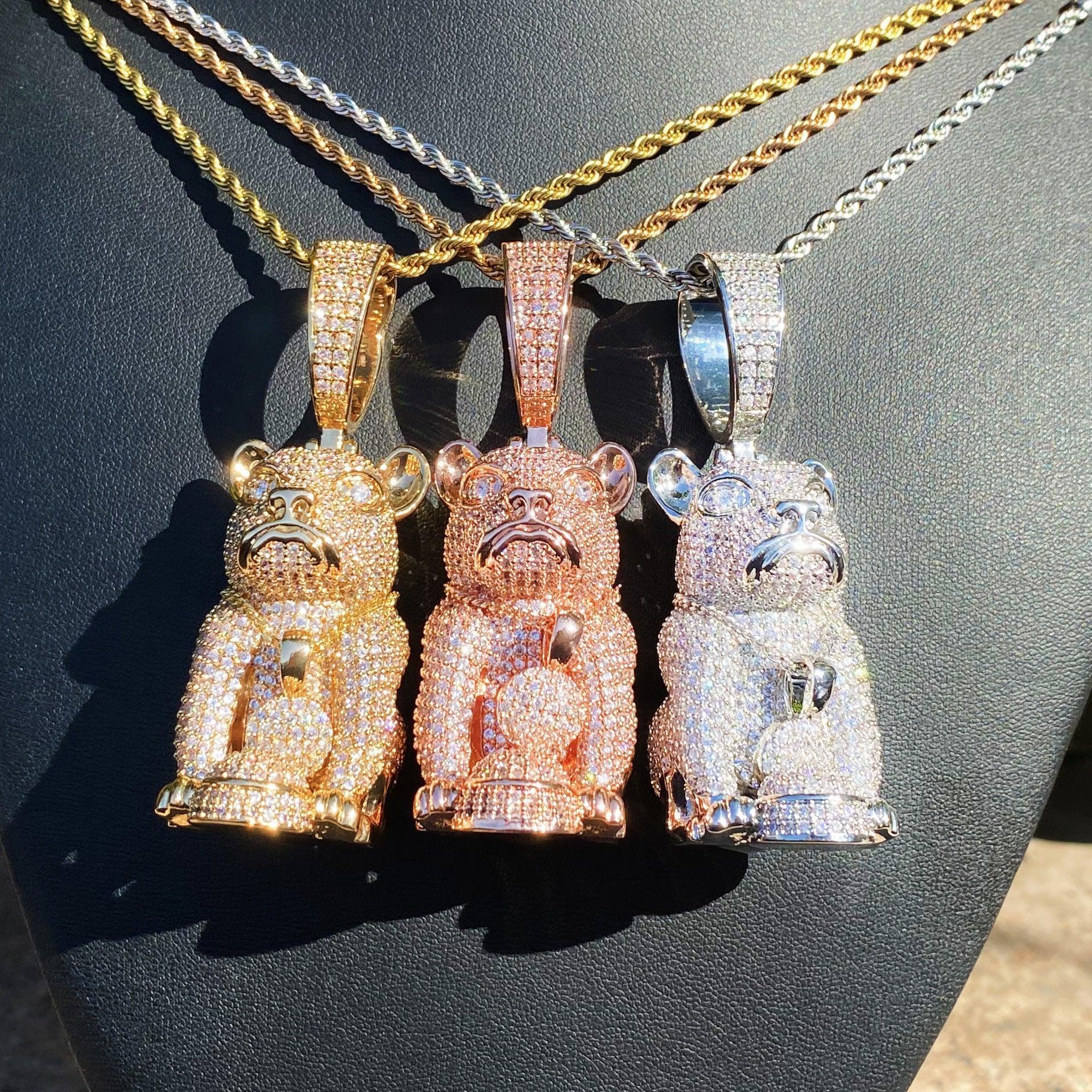 Men's & Women's Bulldog Necklace | Premium Copper CZ High-End Animal Jewelry - CaratixJewelry