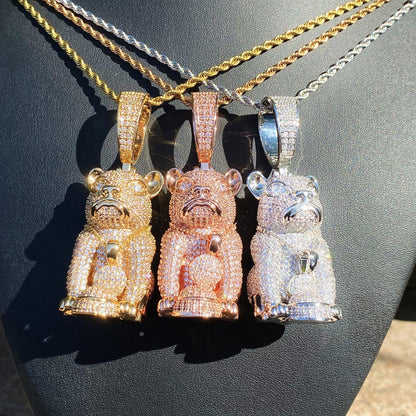 Men's & Women's Bulldog Necklace | Premium Copper CZ High-End Animal Jewelry - CaratixJewelry