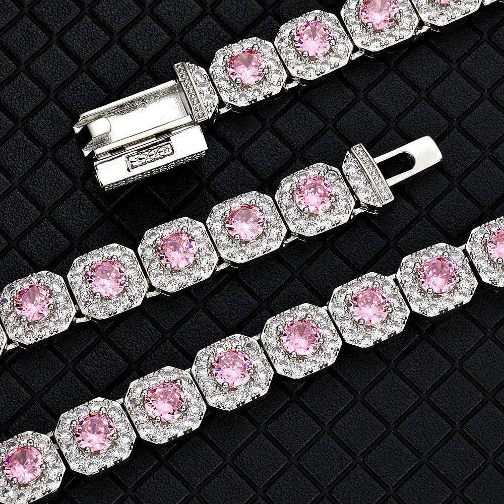 12mm Iced Out Candy Cuban Bracelet Colorful Zircon Hip Hop Jewelry for Men | Caratix Jewelry - CaratixJewelry