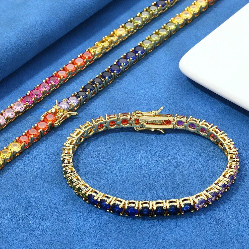5mm Colorful Zircon Tennis Chain Bracelet Hip Hop Jewelry for Men | Caratix Jewelry - CaratixJewelry