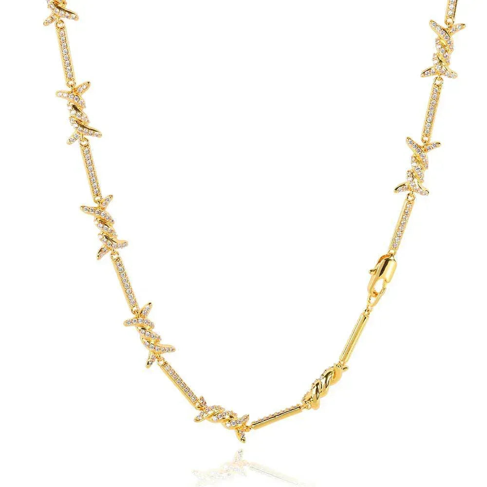 2.5mm Thorn Chain Zircon Necklace with Box Clasp for Couples | Caratix Jewelry - CaratixJewelry
