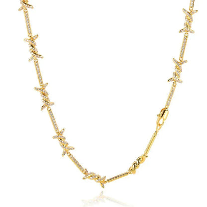 2.5mm Thorn Chain Zircon Necklace with Box Clasp for Couples | Caratix Jewelry - CaratixJewelry