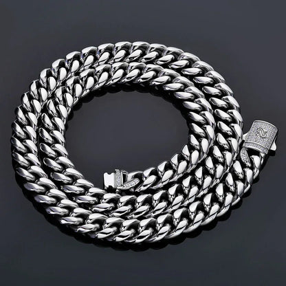 Custom Stainless Steel Round-Polished Cuban Necklace | Clasp Hip Hop Bling | Caratix - CaratixJewelry