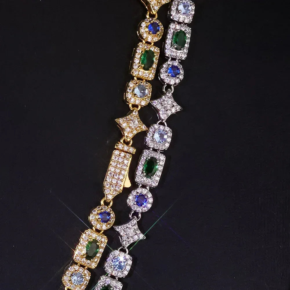6mm Geometric Color Zircon Hip Hop Necklace Rapper Iced Out Chain Style | Caratix Jewelry - CaratixJewelry