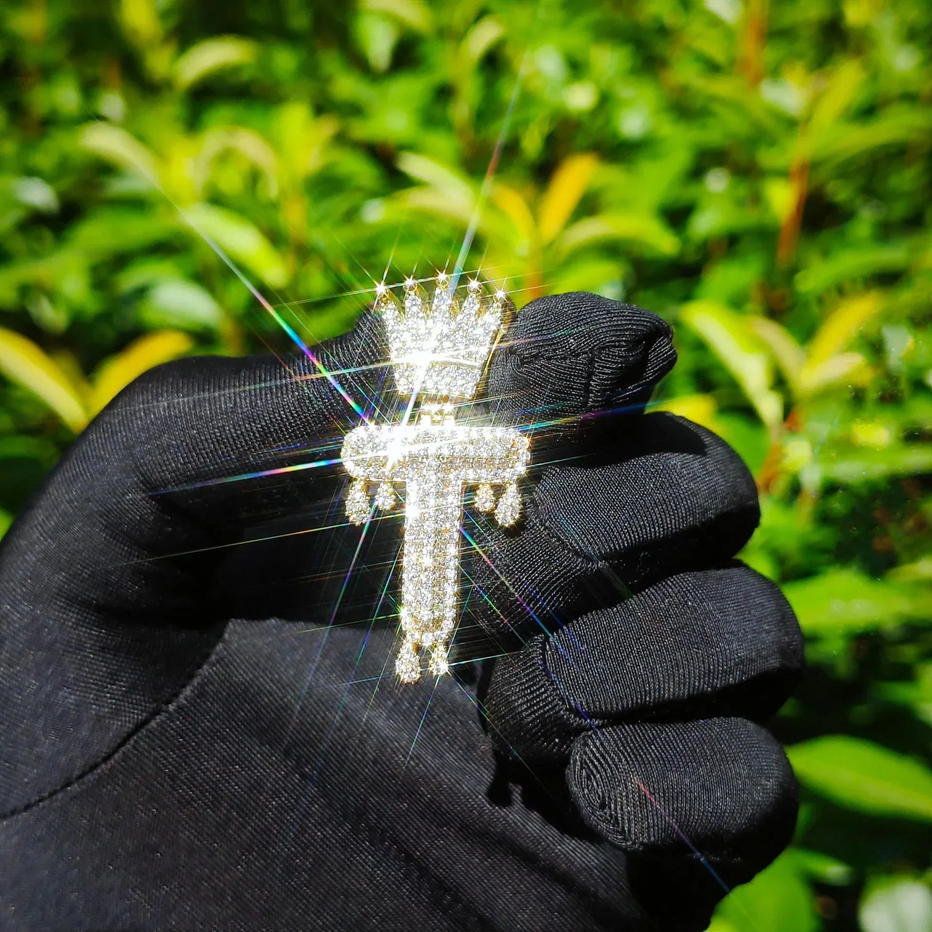 Crown Teardrop Letter Pendant | CZ Iced Out Hip Hop Initial Necklace - CaratixJewelry