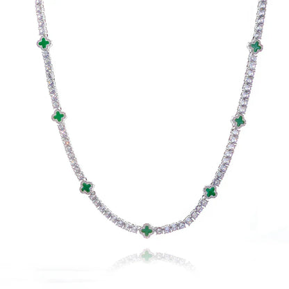 4mm Clover-Shaped Tennis Chain Necklace with Zircon Hip Hop Jewelry for Men | Caratix Jewelry - CaratixJewelry