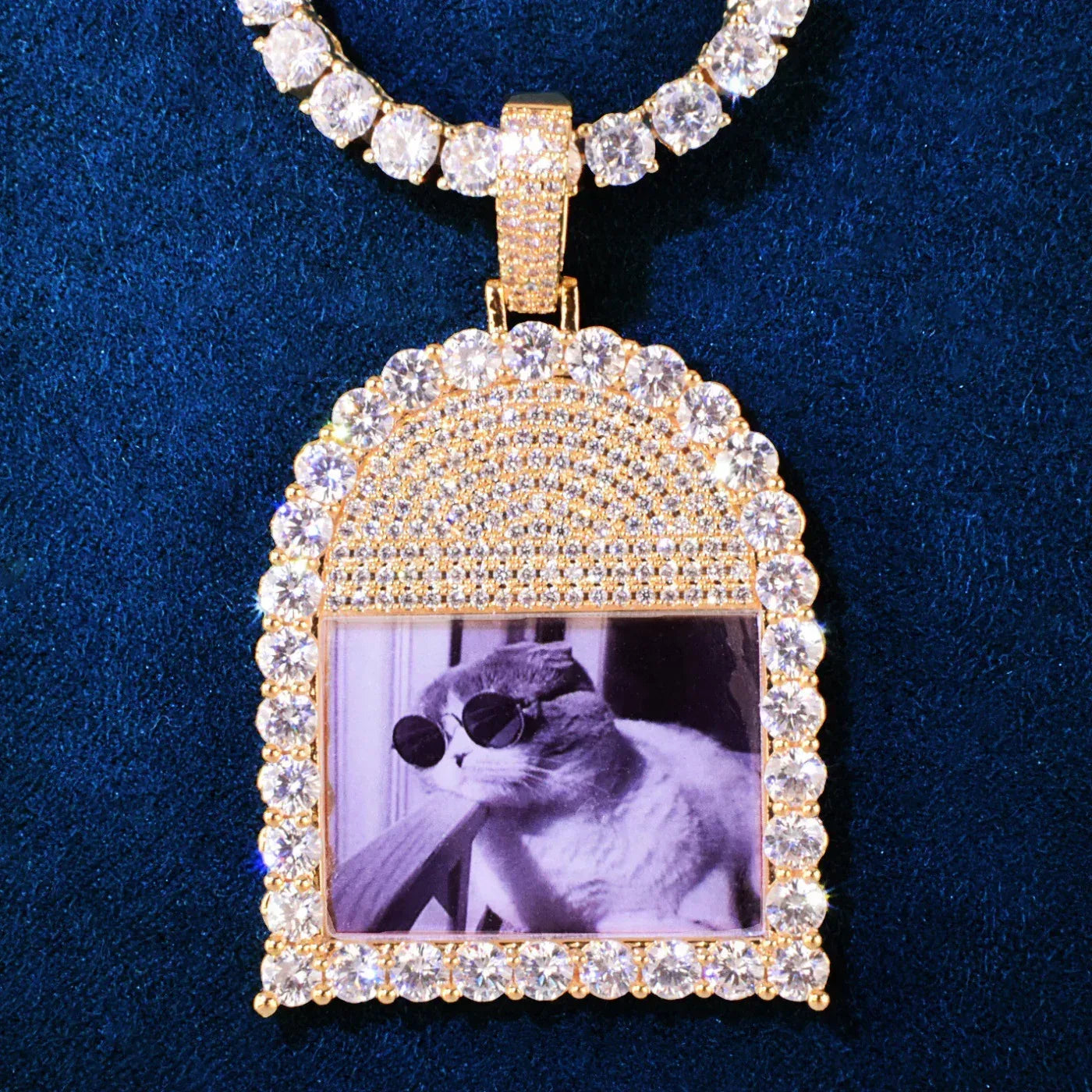 Custom Photo Pendant Necklace | Solid CZ Iced Out Hip Hop DIY Picture Jewelry - CaratixJewelry