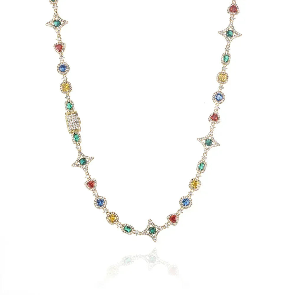Custom Multi-Color Gemstone Iced Chain | Luxury Gold Chain for Rapper | Caratix - CaratixJewelry
