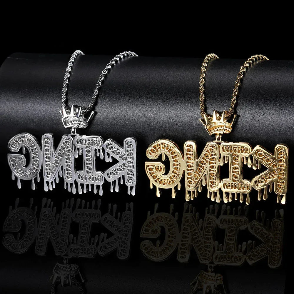 ATM Dollar Letter Pendant Necklace with T-Shaped Zircon Stones for Men | Caratix Jewelry - CaratixJewelry