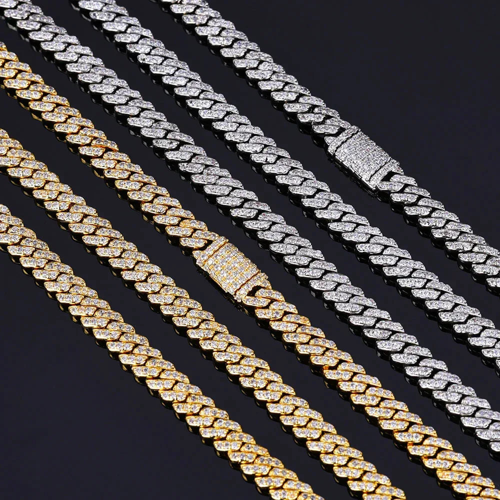 6mm Single Row Cuban Chain Necklace with Full Zircon Stones - CaratixJewelry