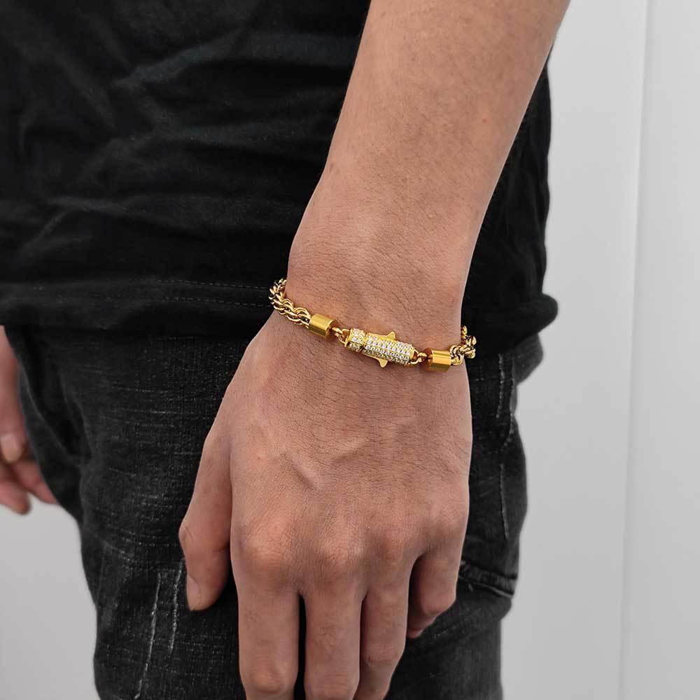 6mm Twist Rope Chain Stainless Steel Necklace with Zircon Clasp Hip Hop Jewelry for Men | Caratix Jewelry - CaratixJewelry
