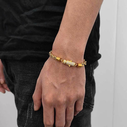 6mm Twist Rope Chain Stainless Steel Necklace with Zircon Clasp Hip Hop Jewelry for Men | Caratix Jewelry - CaratixJewelry