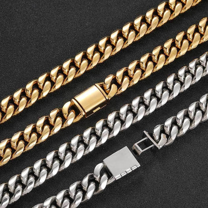 Stainless Steel Titanium Cuban Link Bracelet Polished Round Finish for Men | Caratix Jewelry - CaratixJewelry