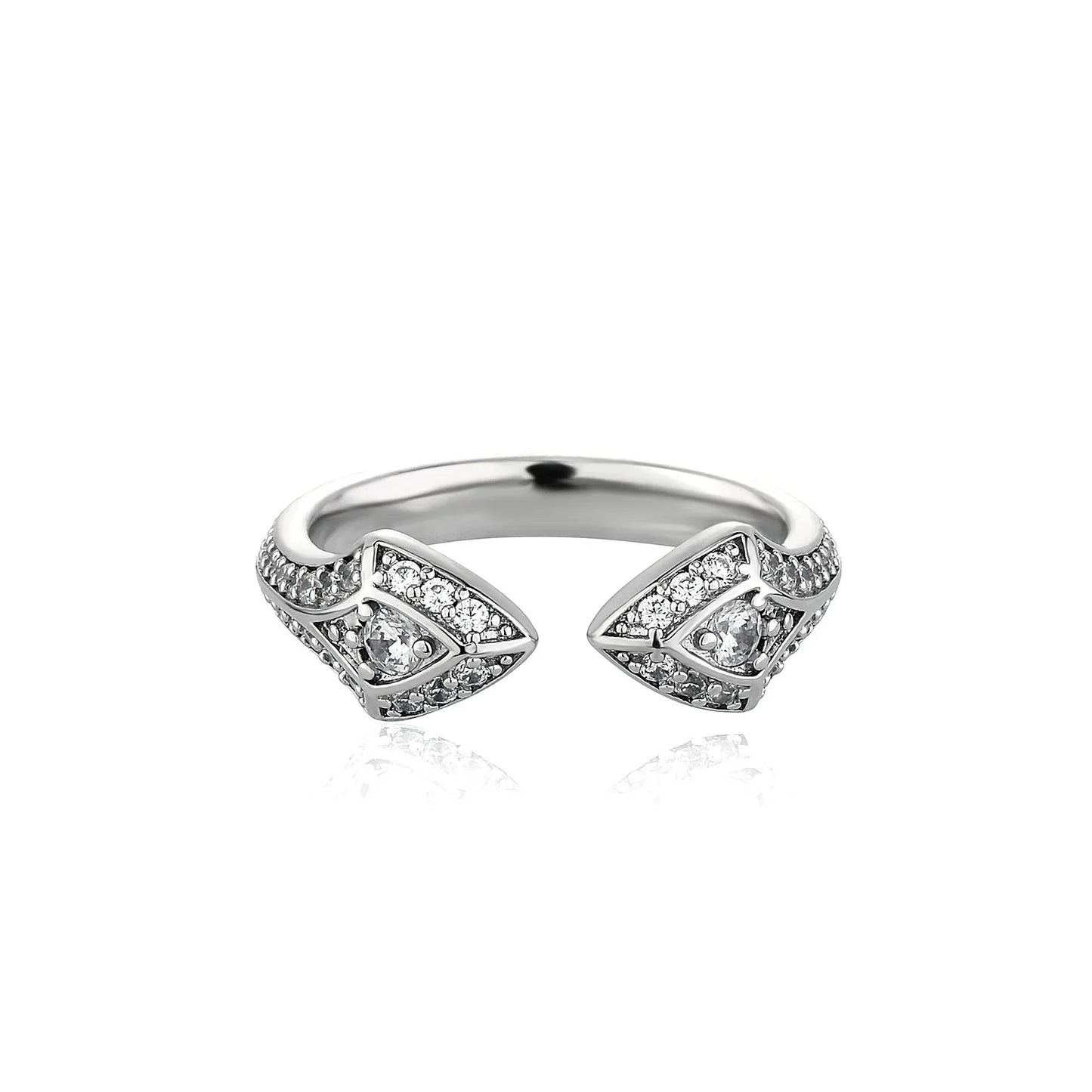 Double-Headed Snake Ring | Iced Out Guardian Serpent Band | Caratix