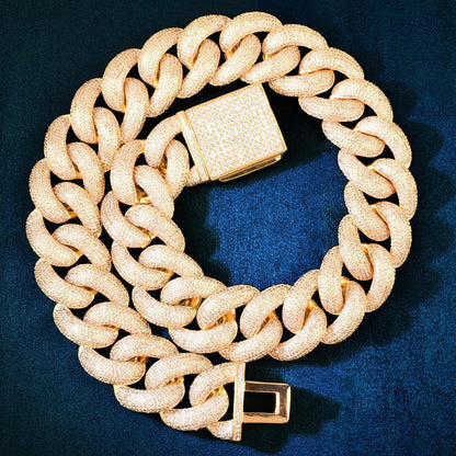 25mm Iced Out Bubble Cuban Chain Necklace with Copper & Zircon - CaratixJewelry