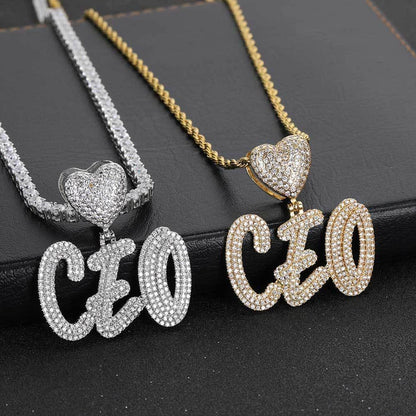 Creative Heart Lock Double Layer Pendant Necklace with Calligraphy Letters and Numbers for Men | Caratix Jewelry - CaratixJewelry