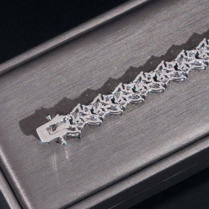 Unique-Design Moissanite Bracelet – S925 Sterling Silver Iced-Out Luxury Unisex Streetwear Jewelry - CaratixJewelry