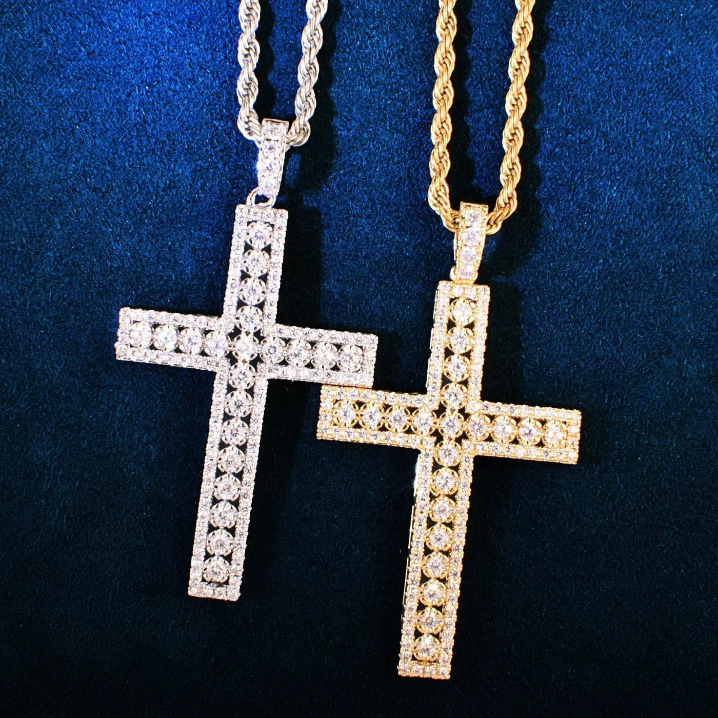 Iced Out Cross Pendant Necklace | CZ Hip Hop Unisex Streetwear Jewelry - CaratixJewelry
