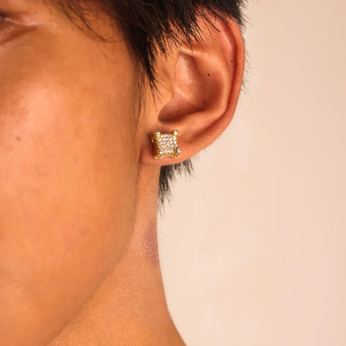 Iced Out Hip Hop Studs - Square & Round CZ Earrings for Men