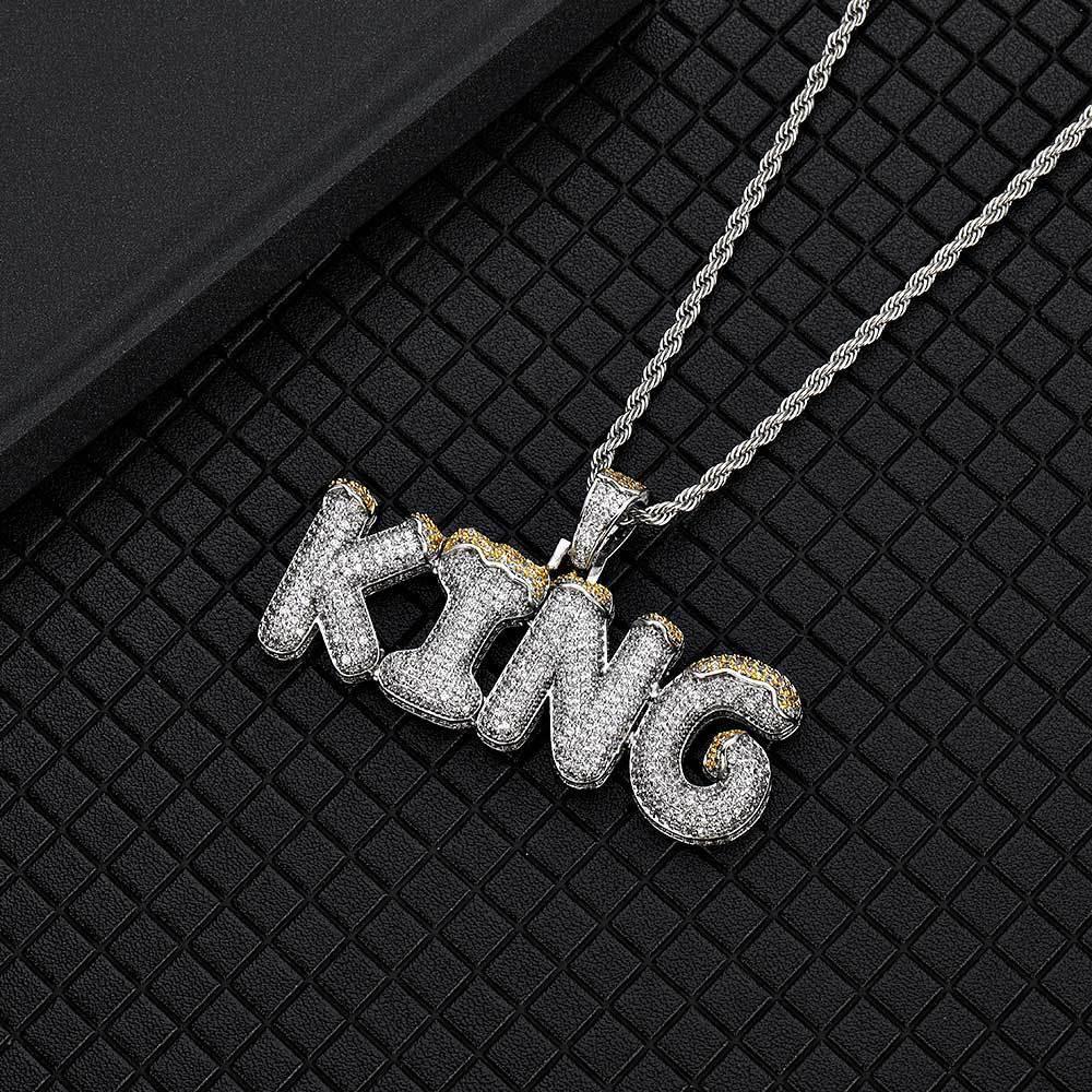 DIY Christmas Letter Pendant Necklace with Zircon Stones for Men | Caratix Jewelry - CaratixJewelry