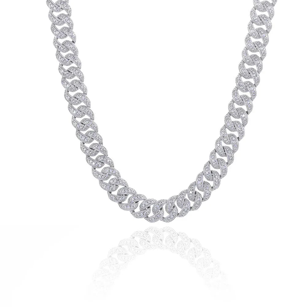 18mm Zircon Cuban Chain Necklace Hip Hop Jewelry - CaratixJewelry