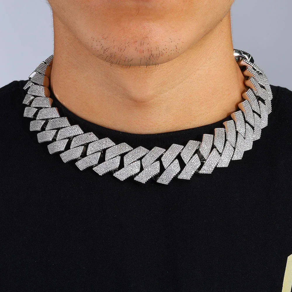 -Cut Moissanite Cuban Link Chain – S925 Sterling Silver Iced-Out Hip Hop Men’s Luxury Streetwear Necklace - CaratixJewelry