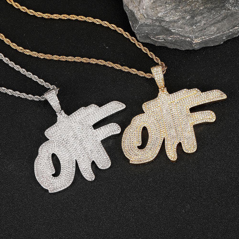 DIY OTF Letter Pendant Necklace with Micro-Pave Zircon and Copper Frame for Men | Caratix Jewelry - CaratixJewelry