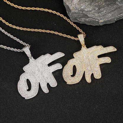 DIY OTF Letter Pendant Necklace with Micro-Pave Zircon and Copper Frame for Men | Caratix Jewelry - CaratixJewelry